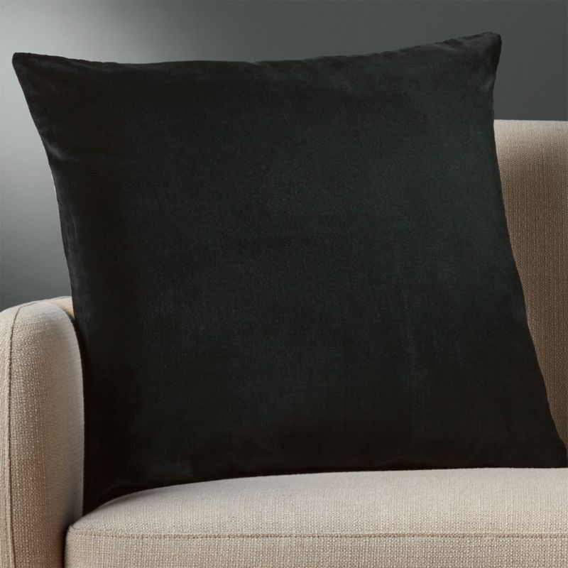 23" Leisure Black Pillow with Feather-Down InsertCB2 Exclusive In stock and ready to ship. ZIP C... | CB2