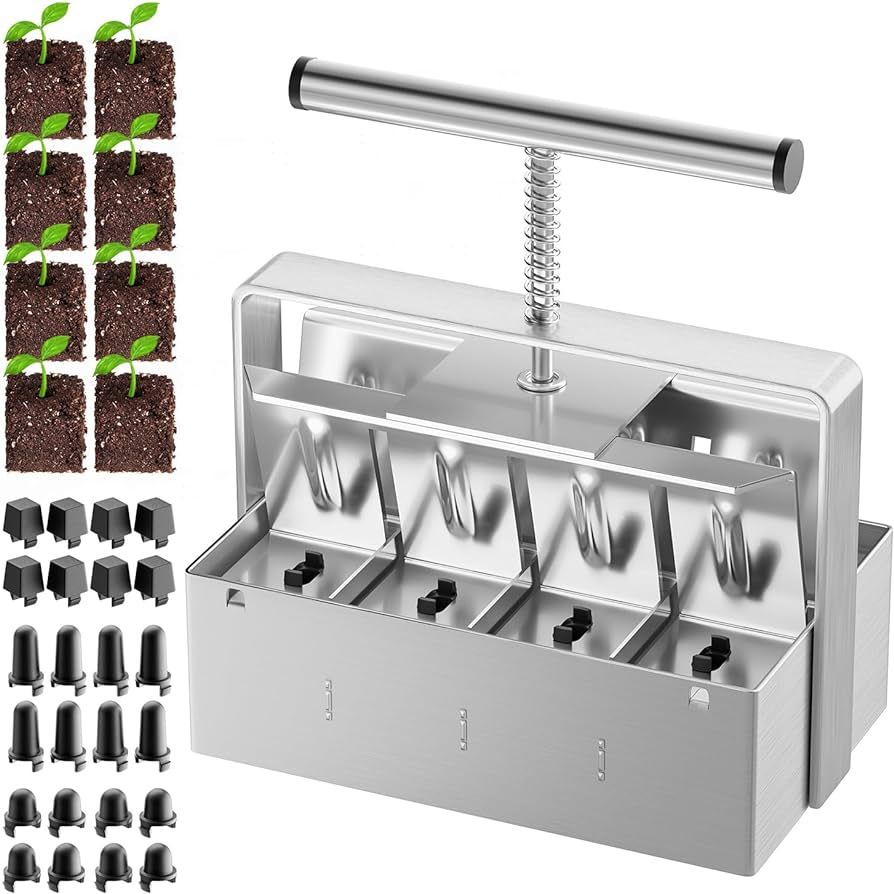 Soil Blocker, 8 Cell Soil Block Maker 2 Inch with 3 Sizes Seed Pins, 2024 Seed Handheld Block Mak... | Amazon (US)