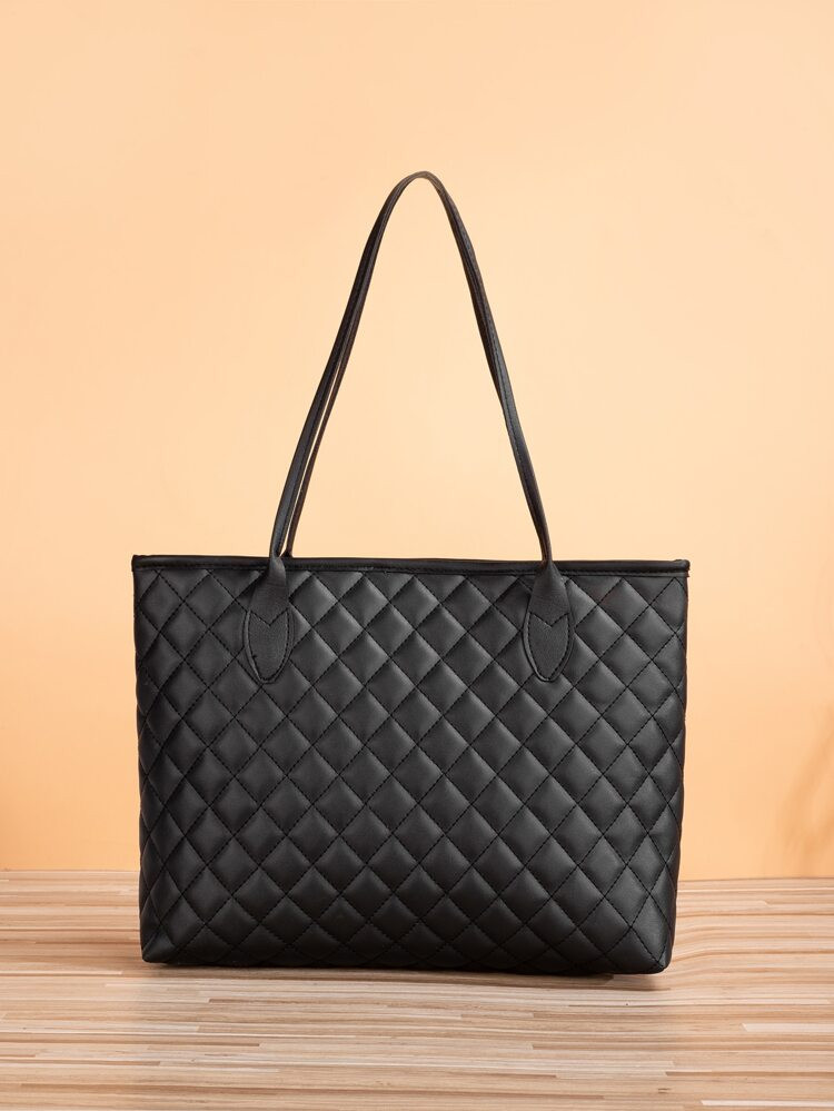 Quilted Detail Shoulder Tote Bag | SHEIN