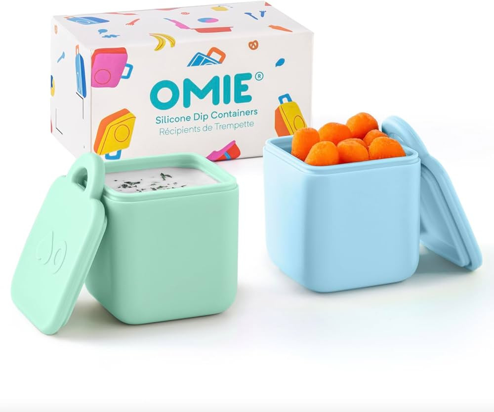 OmieBox (2 Pack) Leakproof Dips Containers to Go, Salad Dressing Container, Condiment Container with Lids - Food Safe Silicone - 4 Ounces (Blue/Mint) | Amazon (US)