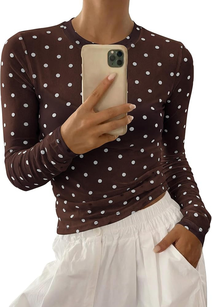 BTFBM Polka Dot Top Long Sleeve Shirts for Women | Amazon (US)