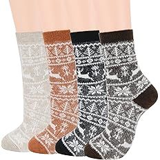 Zando Womens Wool Socks Winter Athletic Socks Crew Sock Warm Hiking Merino Wool Socks Soft Thick ... | Amazon (US)