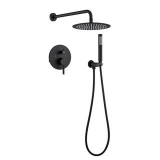 Boyel Living 1-Spray Patterns 10 in. Dual Shower Head and Handheld Shower Head in Matte Black BL0... | The Home Depot
