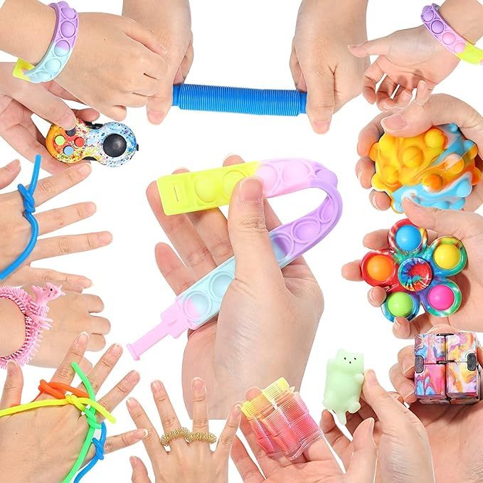 Fidget Toys Pack Cheap Pop Bubble Sensory Fidget Pack Stress Relief Toys with Marble Mesh Pop Anx... | Amazon (US)