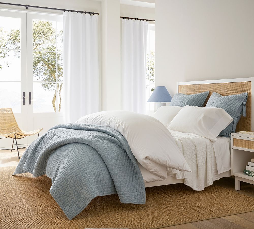 Pick-Stitch Handcrafted Cotton Linen Quilt | Pottery Barn (US)