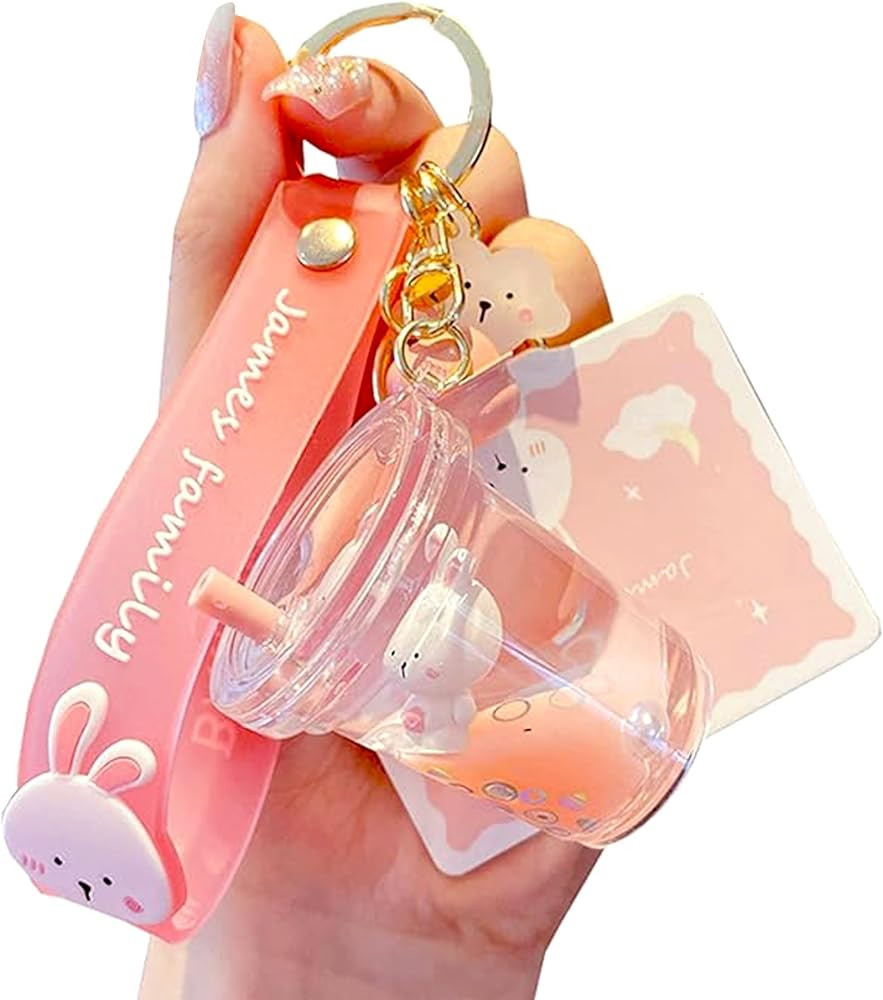 YOU WIZV Cute Keychain, Kawaii Backpack Liquid Floating Anime Bunny Keychain for Girls, Women, Da... | Amazon (US)