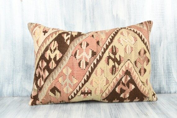 Embroidered Kilim Pillow, 16x24 Pillow Case, Bohemian Kilim Lumbar, Ethnic Pillow, Couch Pillow C... | Etsy (US)