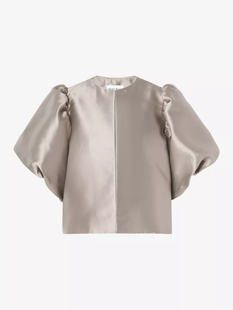 Cleo puff-sleeve satin blouse | Selfridges