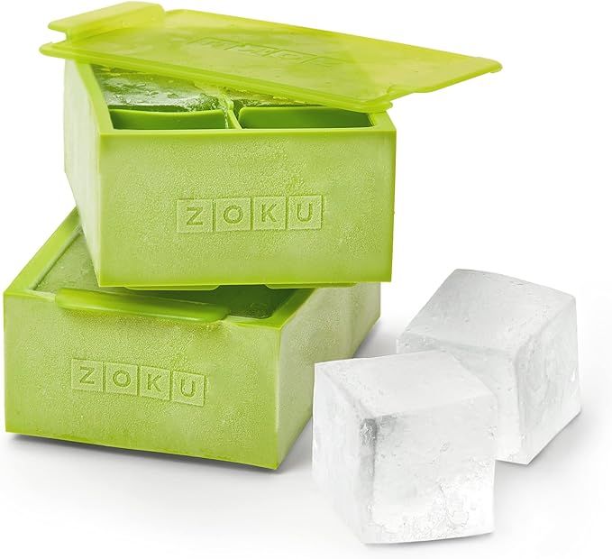 Zoku Jumbo Ice Cube Trays, Set of 2, Stackable Silicone Trays with Flavor-Guard Lids, Easy-Releas... | Amazon (US)