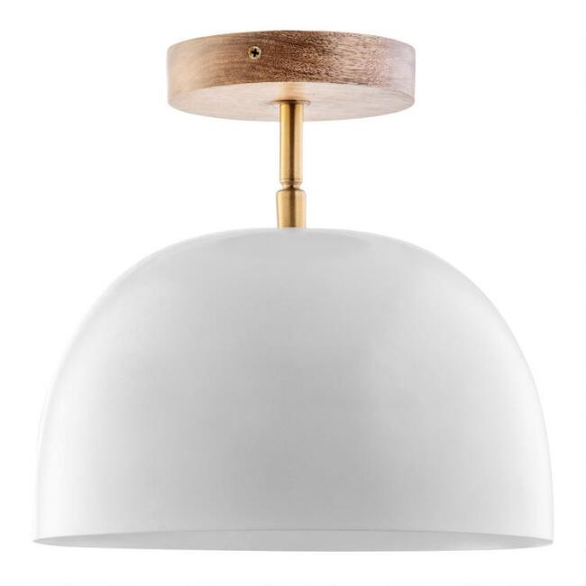 White Metal Dome Adjustable Semi Flush Mount Ceiling Light | World Market