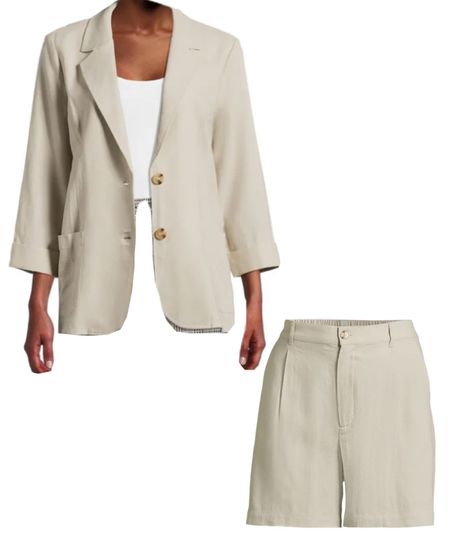 Two piece linen set at Walmart! Linen blazer and linen shorts!! Walmart outfit!! 