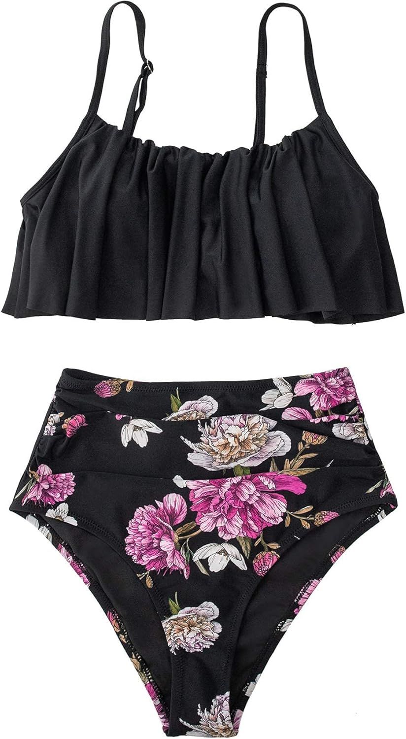 CUPSHE Women's High Waisted Falbala Bikini Set | Amazon (US)