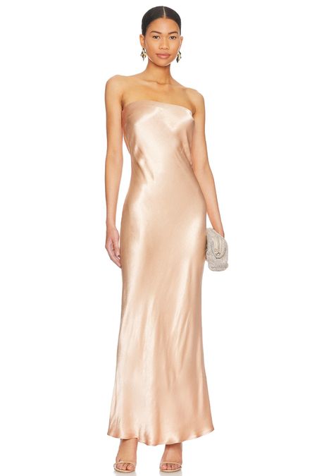 This rose gold formal dress is stunning! Perfect spring wedding guest dress too!

#LTKwedding