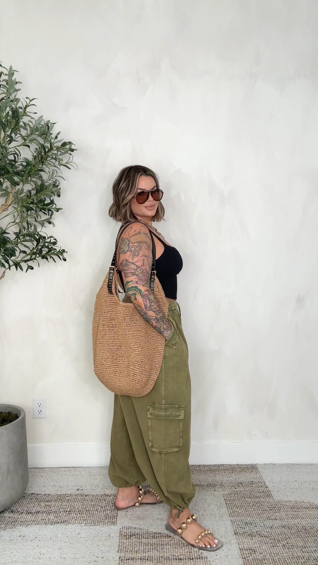 My sandals sold out in the clear linked exact but that color way is now out of stock. I also linked several other shoe options that would be cute with this outfit. 

Pants L ( also linked similar affordable option I have from old navy in a L as well )
Tank M/L 
