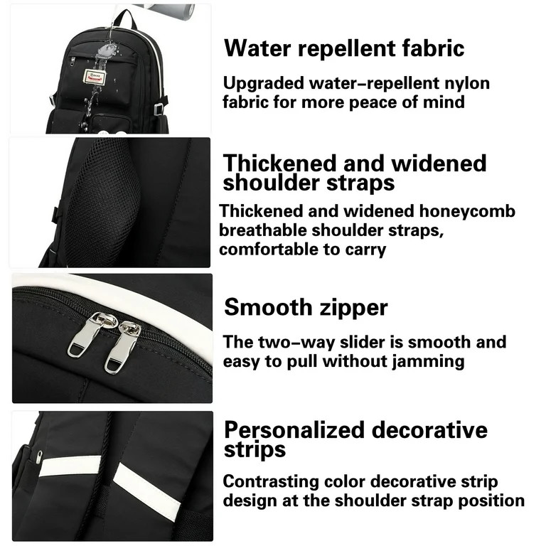 Women College School Backpack, Middle School Girls Backpack, Outdoor Book Bag Backpack with USB C... | Walmart (US)