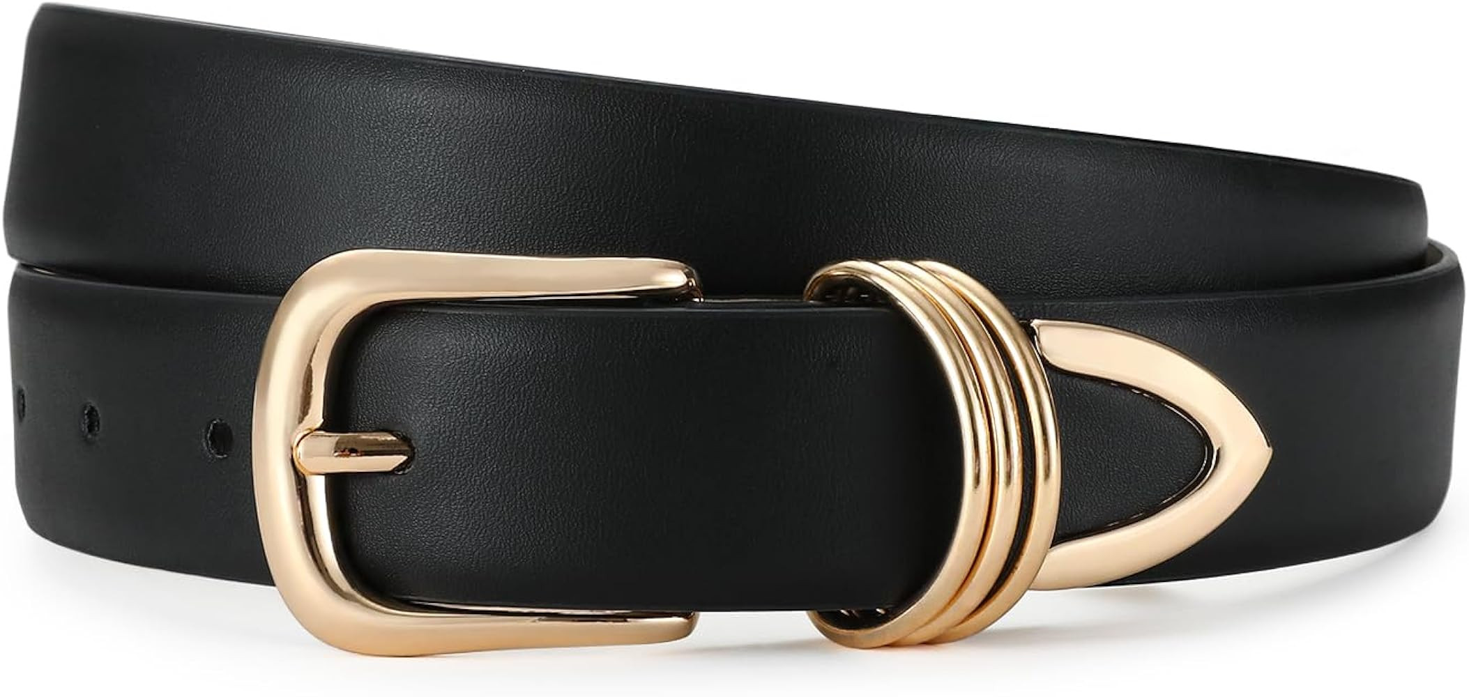 Belts for Women with Gold Buckle Faux Leather Belts Fashion Casual belts for jeans | Amazon (US)