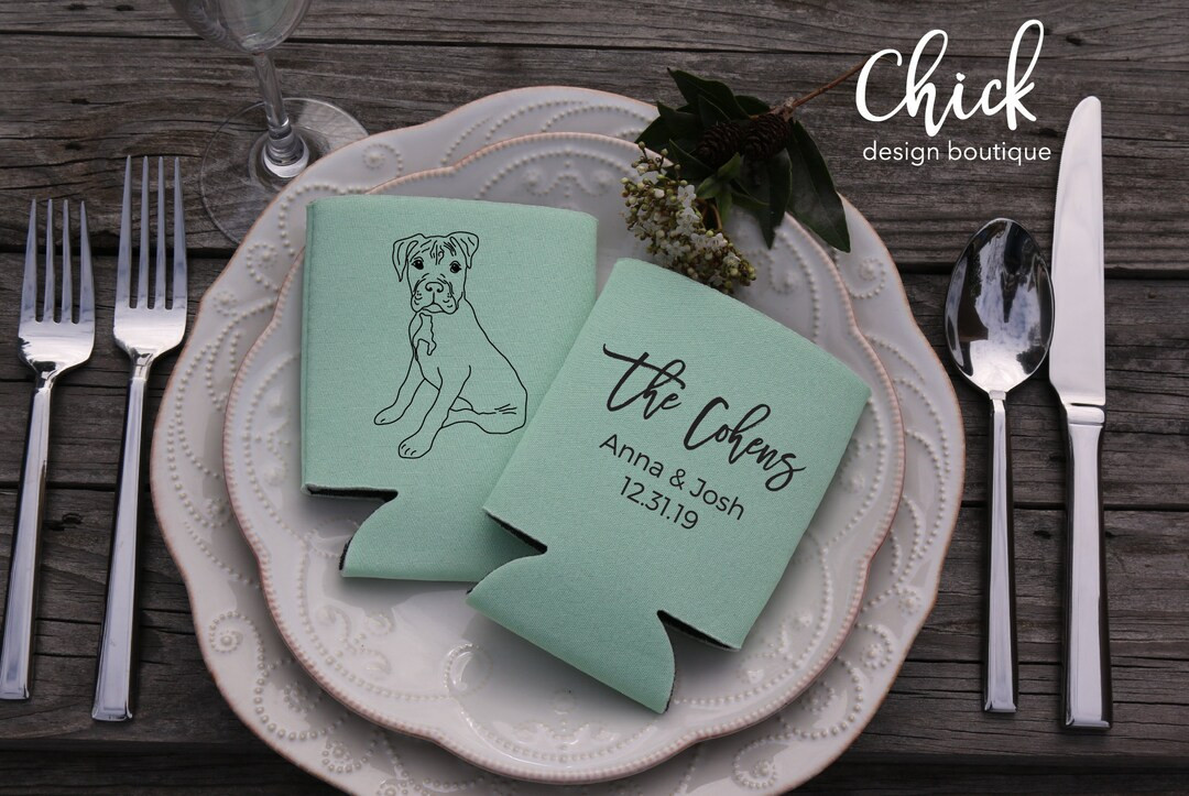 Illustrate Your Pet, Pet Portrait Wedding Favor, Personalized Wedding Can Cooler, Beverage Holder... | Etsy (US)