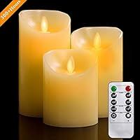 YIWER Flameless Candles, 4" 5" 6" Set of 3 Real Wax Not Plastic Pillars, Include Realistic Dancin... | Amazon (US)