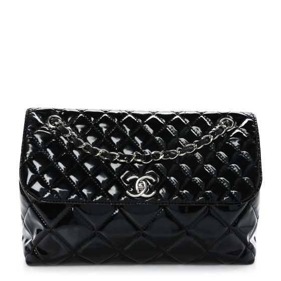 Vinyl Quilted In the Business Flap Bag Black | FASHIONPHILE (US)