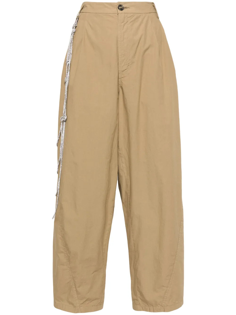 DARKPARK rhinestone-chain Cotton Trousers - Farfetch | Farfetch Global