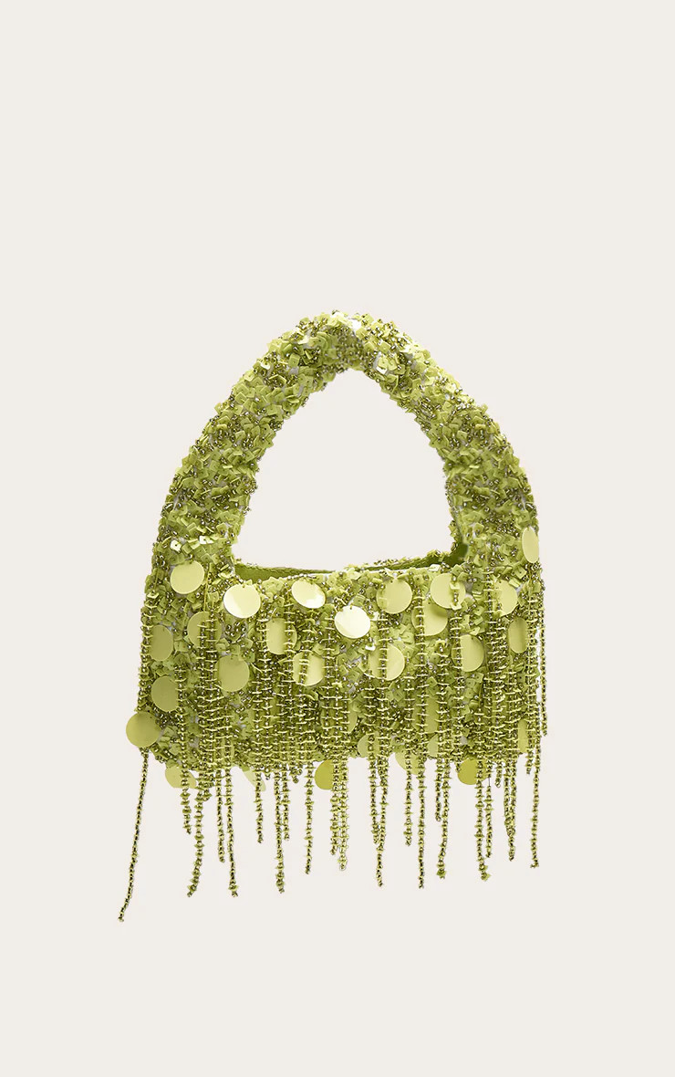 Lime Jeweled Sequin Shoulder Bag | PrettyLittleThing UK