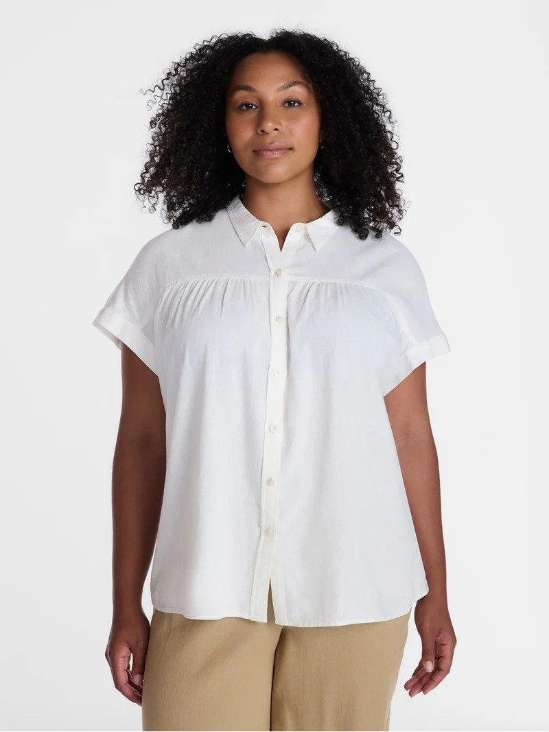 Time and Tru Women's Camp Shirt, Sizes XS-XXXL - Walmart.com | Walmart (US)