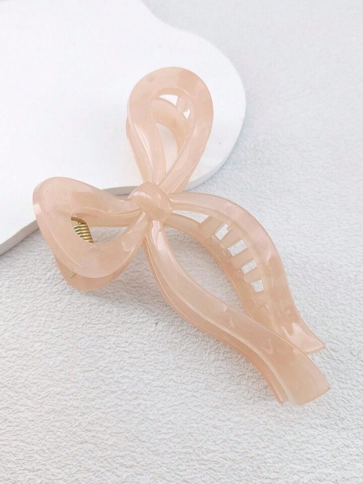 1pc Ziplock Bag Packaged 13cm Women's Plastic Hair Claw Clip With Ribbon Bow Design For Daily Use | SHEIN