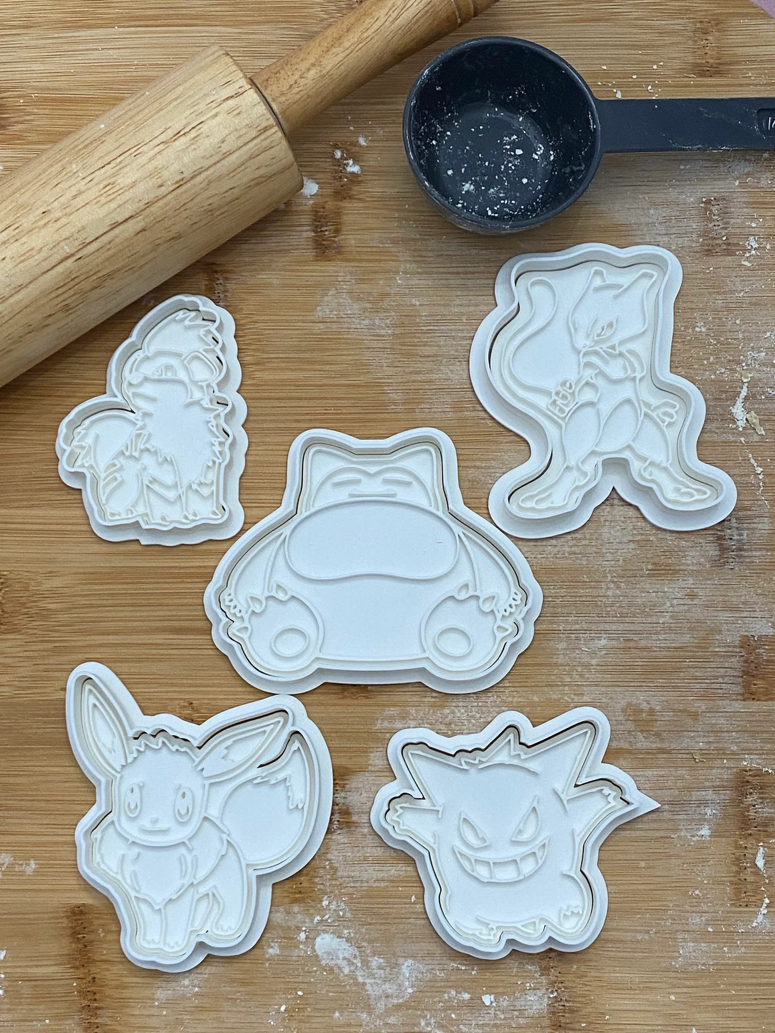 5-piece Pokemon Cookie Cutters & Embosser/stamp Set Snorlax, Gengar, Eevee, Growlithe, Mewtwo Bak... | Etsy (US)
