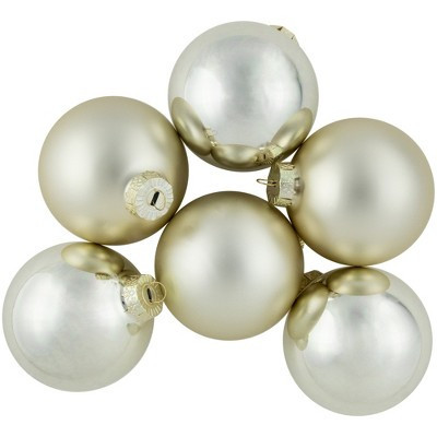 Northlight 6ct Gold 2-Finish Glass Ball Christmas Ornaments 3.25" (80mm) | Target