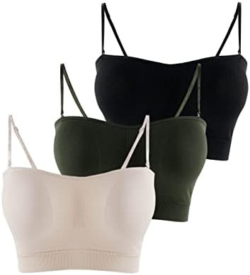 3Pack Strapless Bra for Women Wirefree Bandeau Bra Seamless Padded Tube Top Removable Strap Brale... | Amazon (US)