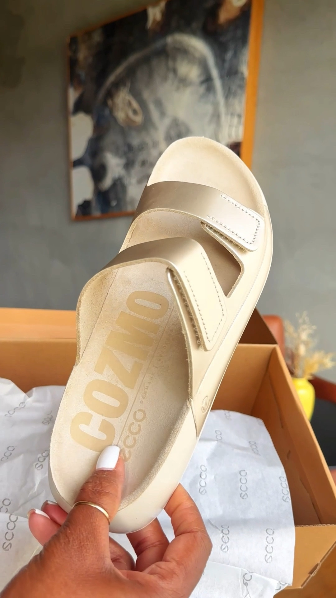 These super soft ECCO Cozmo leather slides, are so comfortable. ✨ 

Love the metallic gold finish, and how lightweight they are.

For sizing reference: ftts | wearing size 8
•
•
•
#EccoCozmo #ComfyButCute #SoftLifeStyle #EccoSlides #OOTDGoals #MinimalLuxury #EverydayComfort #StyleWithEcco #xojalonda

#LTKStyleTip #LTKOver40 #LTKShoeCrush