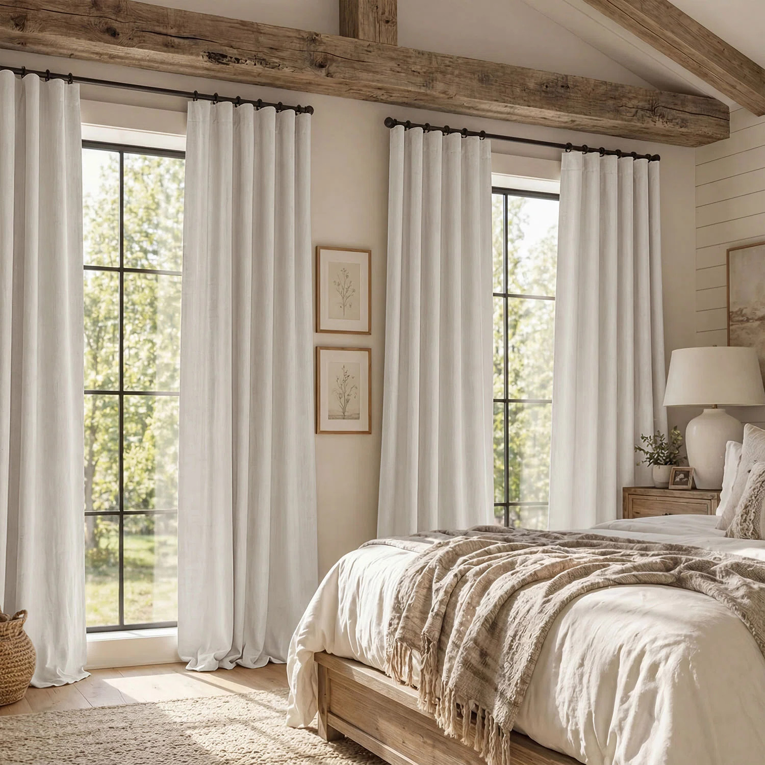 Latitude Run\u00ae Armita Italian Faux Linen Room Darkening Curtains for Bedroom & Living Room Cu... | Wayfair North America