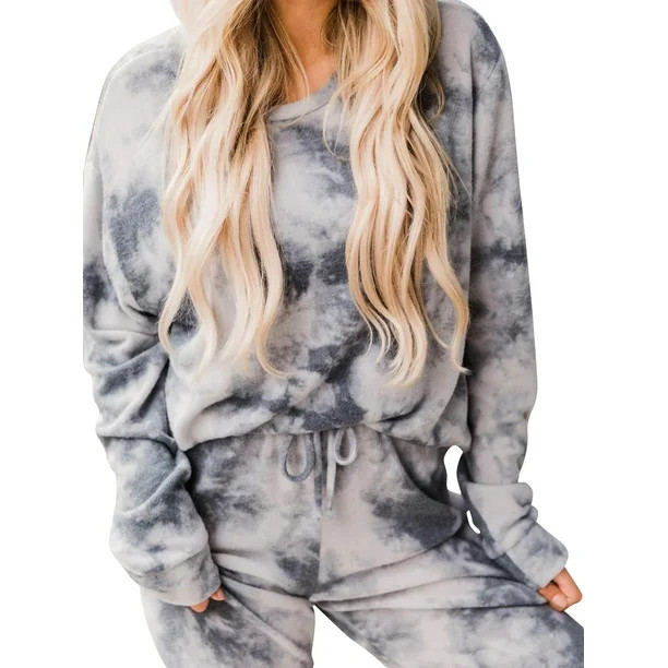 Black Friday Women's Long Sleeve Tops and Pants Tie Dye Printed Pajamas Set Joggers Sets Nightwea... | Walmart (US)
