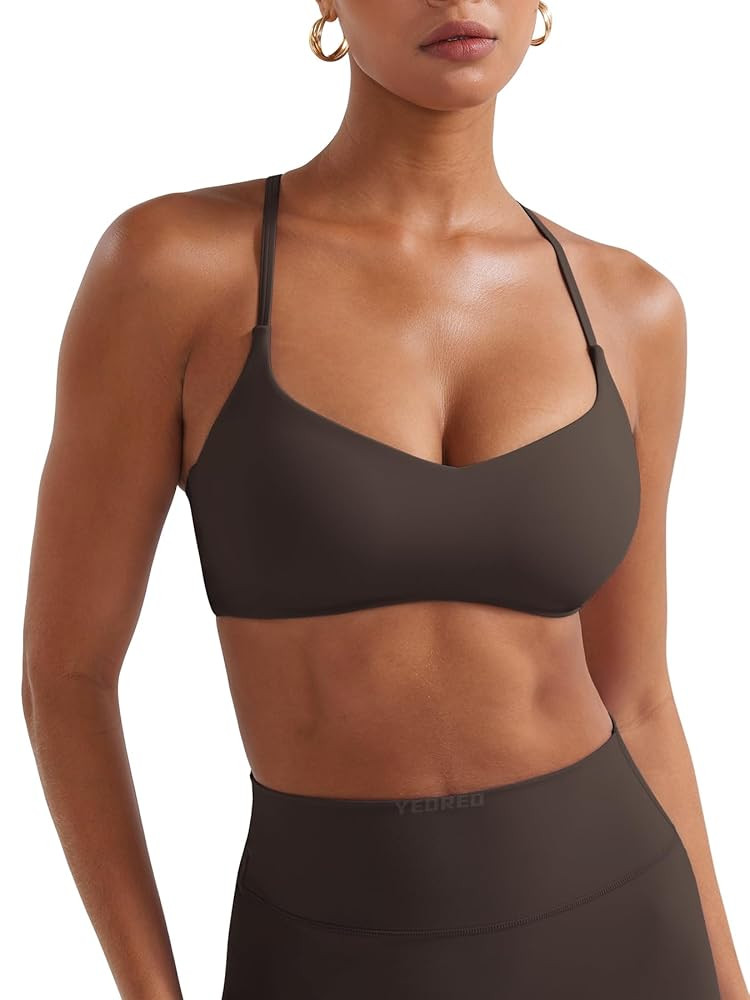 YEOREO Y Back Sports Bras for Women Padded Racerback Bra Paisely Light Impact Adjustable Straps G... | Amazon (US)