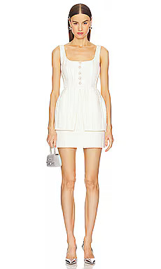 self-portrait Boucle Peplum Mini Dress in Cream from Revolve.com | Revolve Clothing (Global)