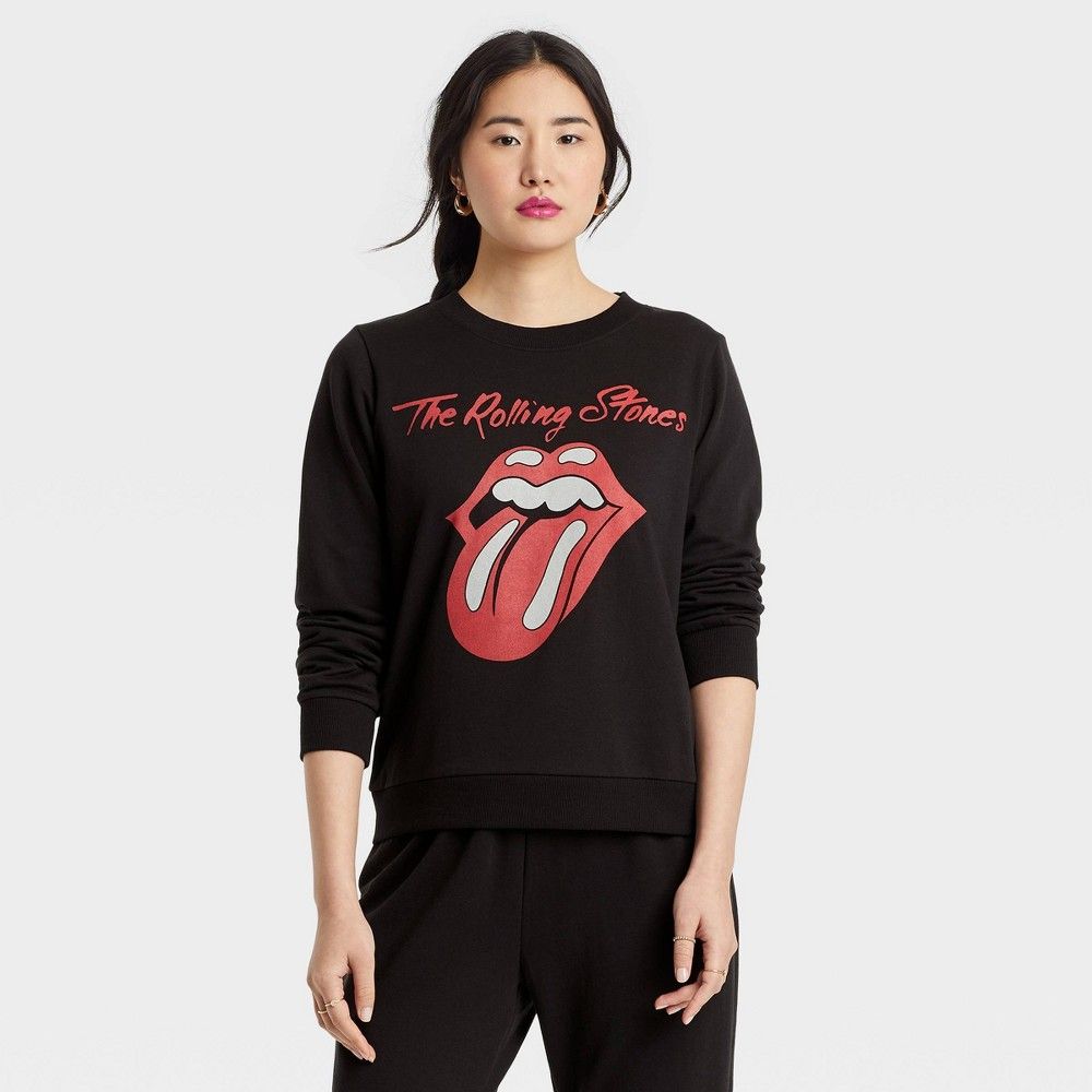 Women's The Rolling Stones Graphic Sweatshirt - Black L | Target