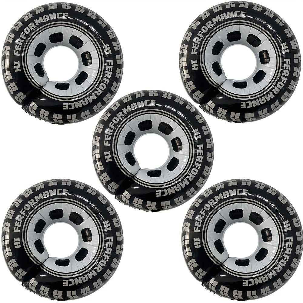five black and white aluminum foil balloons shaped like car tires,   decorating  -themed party   ... | Temu Affiliate Program
