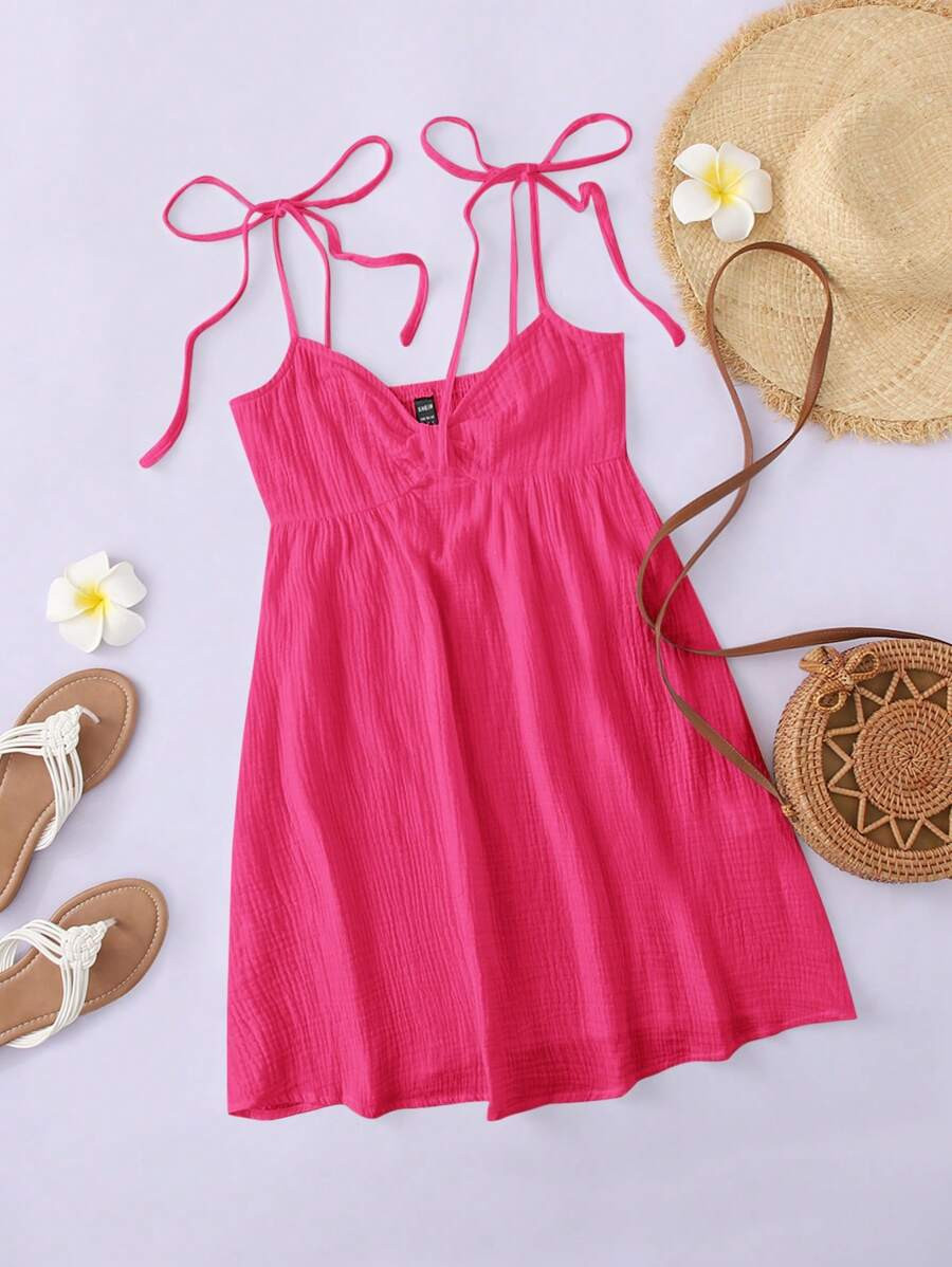 Soleia Ladies Solid Color Woven Spaghetti Strap Dress | SHEIN