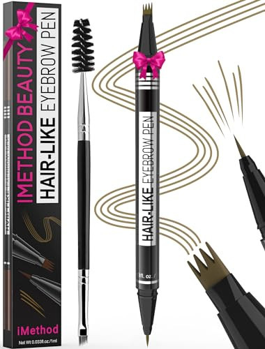 iMethod Eyebrow Pen - Eyebrow Pencil Magical 2-in-1 Eye Brow Pencils for Women with 4-Fork-Tip & Precise Brush-Tip for Natural Hair-Like Brows, Last All-Day, with Eyebrow Spoolie Brush, Light Brown | Amazon (US)