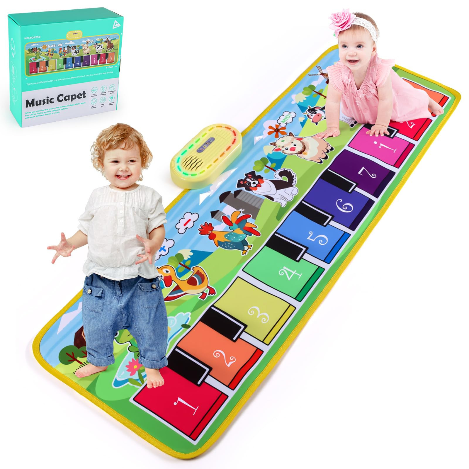 Floor Piano Mat for Toddlers,Baby Kids Sensory Educational Music Dancing Carpet,Animal Sounds Bla... | Amazon (US)