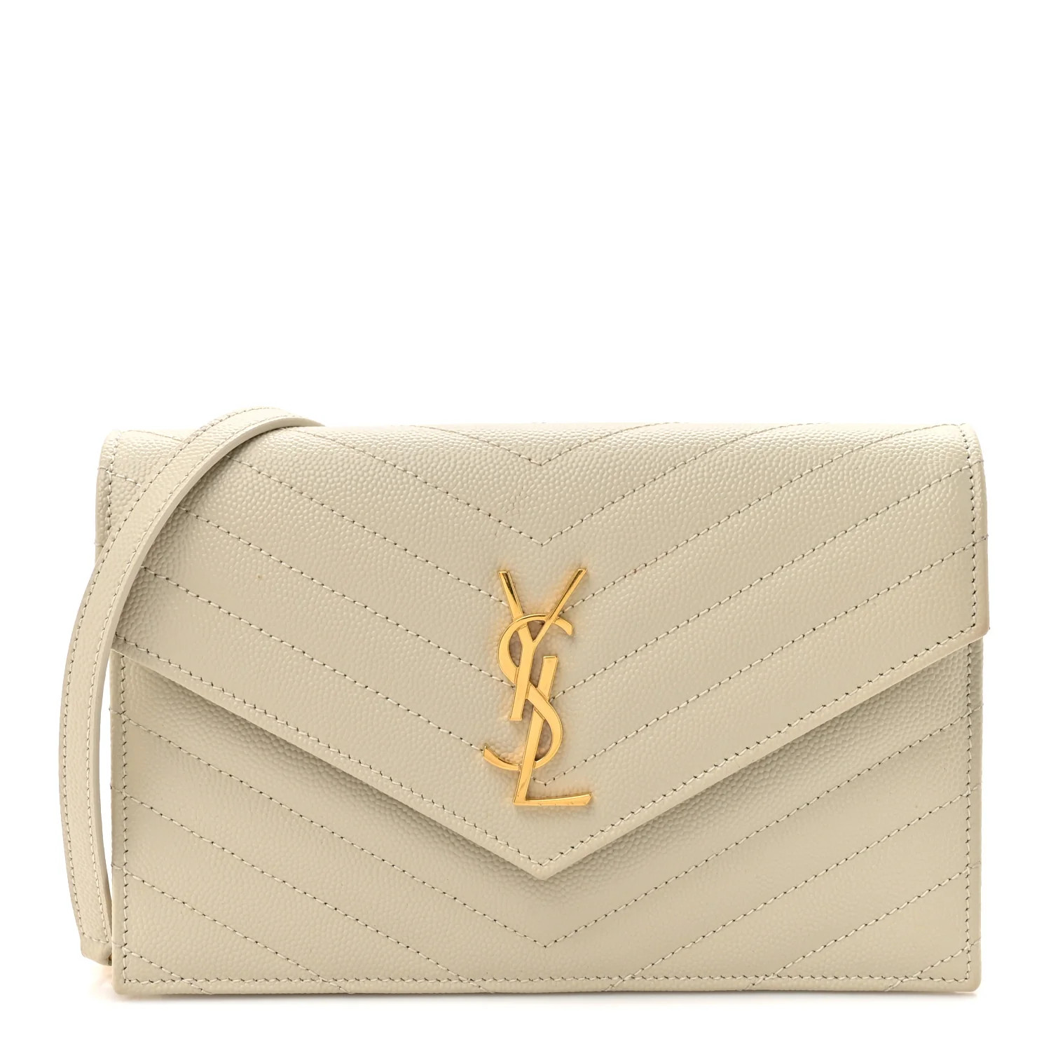 Grain De Poudre Matelasse Chevron Monogram Envelope Chain Wallet Crema Soft | FASHIONPHILE (US)