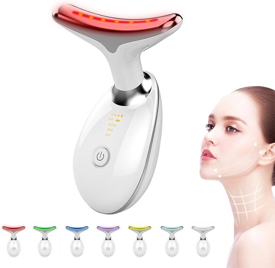 Face and Neck Beauty Device, Multifunctional Facial Skin Care Tool, 7 Color Led Face Neck Massage... | Amazon (US)