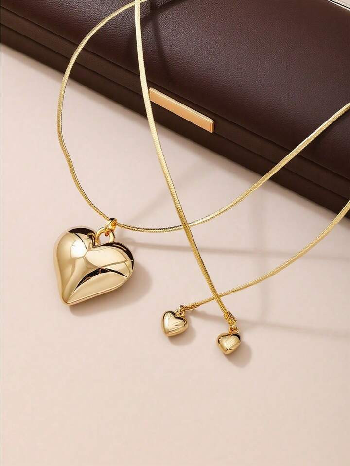 1pc Fashionable Lovely Gold-Color Heart Locket Charm Pendant With Layered Hearts For Women, Suita... | SHEIN