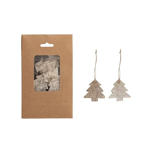 Creative Co-Op Birch Bark Tree Shaped Ornaments with Jute Hangers in Kraft Bag, Natural, Set of Approximately 21 Pieces | Amazon (US)