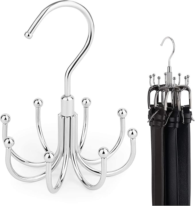 ZEDODIER Belt Hanger, Rotatable Belt Rack Closet Accessories Organizer, Maximum 24 Storage Capaci... | Amazon (US)