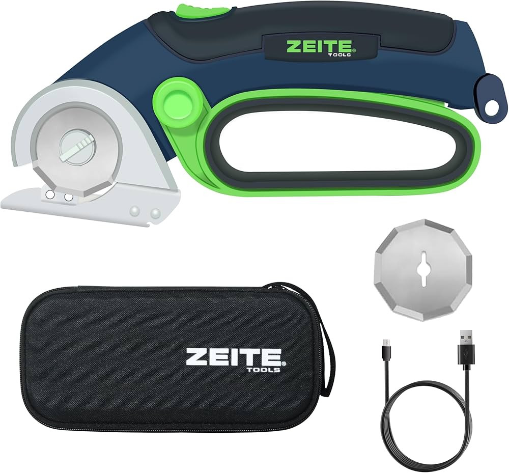 ZEITE 4V Cordless Electric Scissors, Cardboard Cutter with 2 x Blade, 1 x Storage Box, 1 x USB Ch... | Amazon (US)