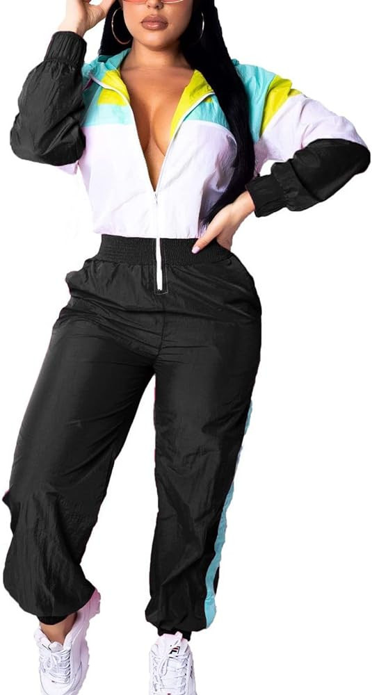 EOSIEDUR Women's Pullover Hoodies Jumpsuit Zipper Jacket Windbreaker Elastic Waistband Pants One ... | Amazon (US)