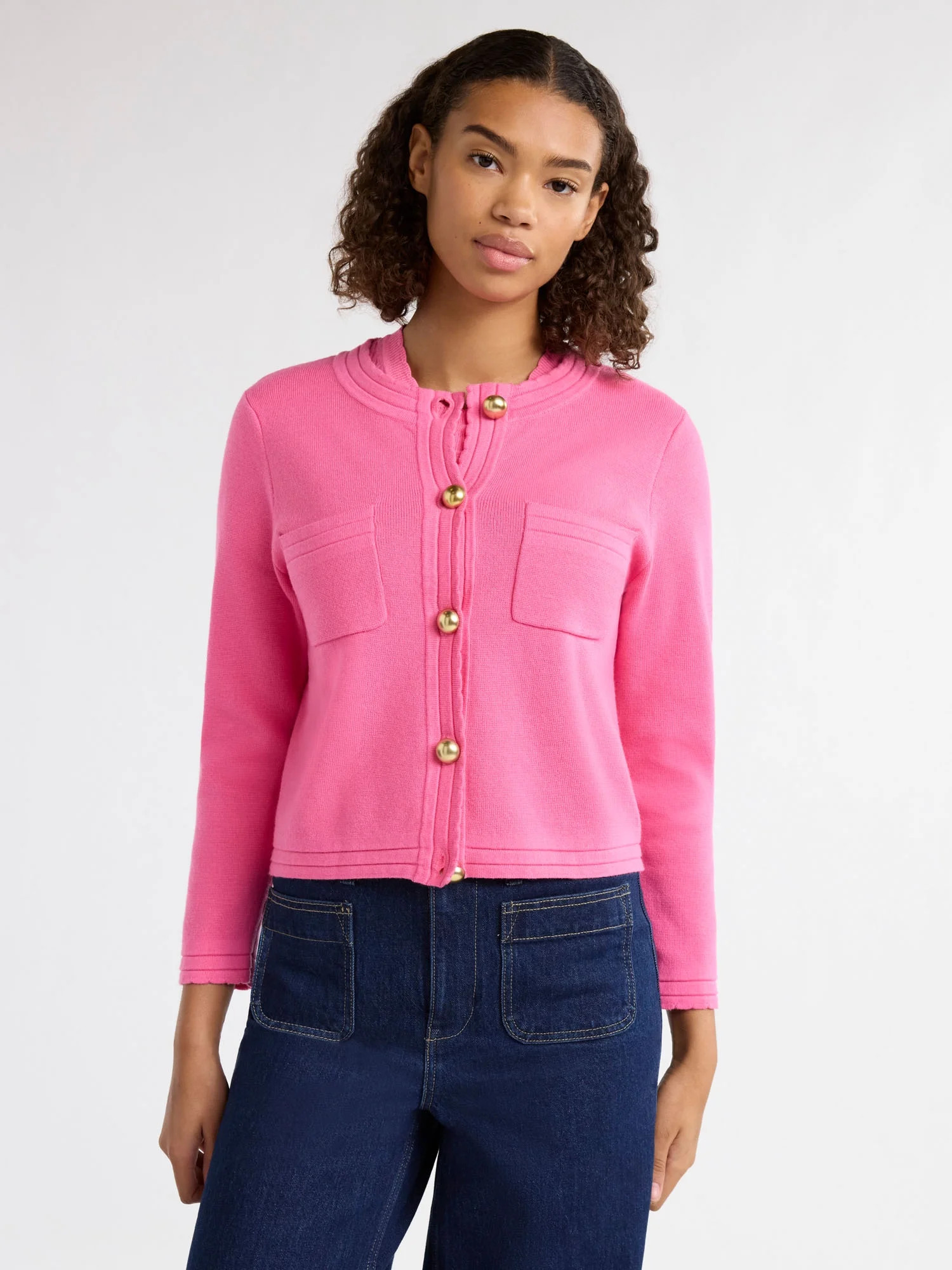 Free Assembly Women’s Pocket Cardigan Sweater with Long Sleeves, Midweight, Sizes XS-XXXL - Wal... | Walmart (US)