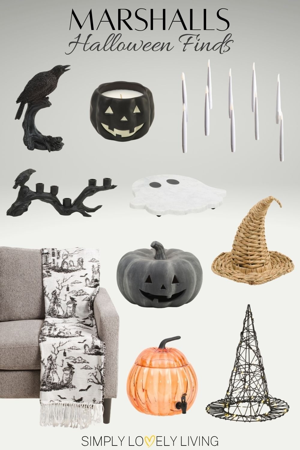 Marshalls Halloween finds. Crows, jack-o'-lanterns, witch hats, ghosts, throw blanket, hanging candles, pumpkin pitcher. #falldecor #marshalls

#LTKHome #LTKSeasonal