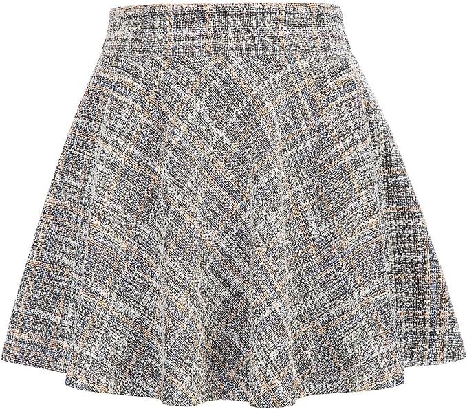 Kate Kasin Women Plaid A-Line Mini Skirt High Waist Flared Skater Skirt | Amazon (US)